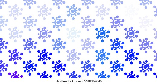 Light BLUE vector background with covid-19 symbols. Abstract illustration with biological gradient shapes. Simple drawing against danger fever.