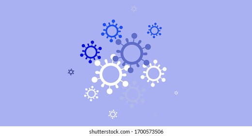 Light BLUE vector background with covid-19 symbols. Simple design in abstract style with infection forms. Best design for quarantine events.