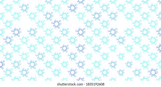 Light blue vector background with covid-19 symbols. Simple design in abstract style with infection forms. Simple drawing against danger fever.