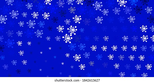 Light BLUE vector background with covid-19 symbols. Colorful  gradient illness symbols in simple abstract style. Wallpaper for health protection.