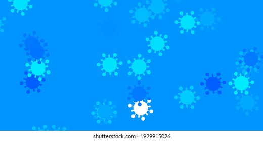 Light blue vector background with covid-19 symbols. Simple design in abstract style with infection forms. Simple design against epidemic information.