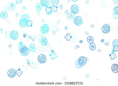 Light BLUE vector background with cuisine gourmet. Colorful decorative design of snacks in doodle style. Template for meal cooking in kitchen.