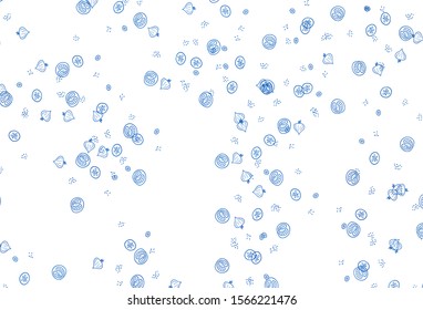 Light BLUE vector background with cuisine gourmet. Illustration with set of fresh food in doodle style. Design for ad, poster, banner of cafes or restaurants.