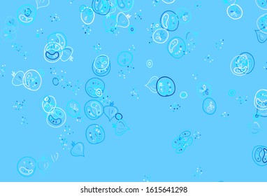 Light BLUE vector background with cuisine gourmet. Colorful decorative design of snacks in doodle style. Template for meal cooking in kitchen.