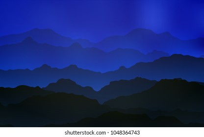 Light BLUE vector background with curved circles. Colorful illustration in abstract mountain style with gradient. Pattern for your business design.