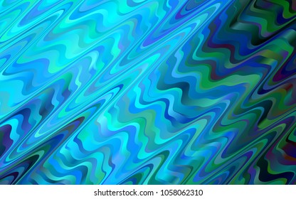 Light BLUE vector background with curved circles. Modern gradient abstract illustration with bandy lines. Marble style for your business design.