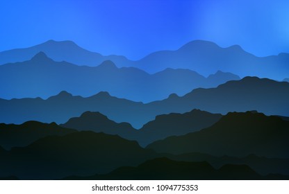 Light BLUE vector background with curved circles. Geometric illustration in mountain style with gradient.  Pattern for your business design.