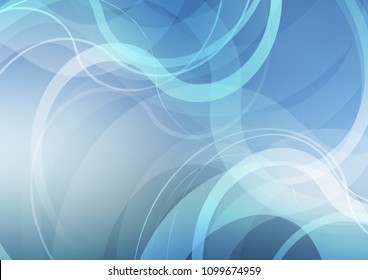 Light BLUE vector background with curved circles. Modern gradient abstract illustration with bandy lines. A completely new marble design for your business.