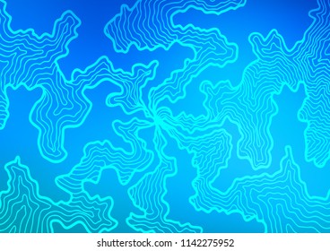 Light BLUE vector background with curved circles. Glitter abstract illustration with wry lines. The template for cell phone backgrounds.