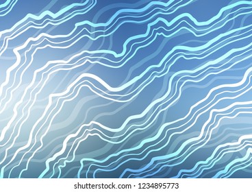 Light BLUE vector background with curved circles. Colorful illustration in abstract marble style with gradient. Textured wave pattern for backgrounds.