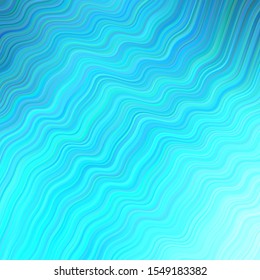 Light BLUE vector background with curved lines. Creative illustration in halftone style with gradient. A completely new template for your design.