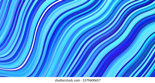 Light BLUE vector background with curved lines. Abstract illustration with bandy gradient lines. Pattern for ads, commercials.