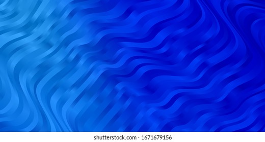 heller BLAU-Vektorillustration-Hintergrund mit abgerundeten Linien. Farbige Illustration, die aus Kurven besteht. Muster für Broschüren, Prospekte.