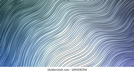Light BLUE vector background with curved lines. Colorful geometric sample with gradient curves.  Pattern for websites, landing pages.