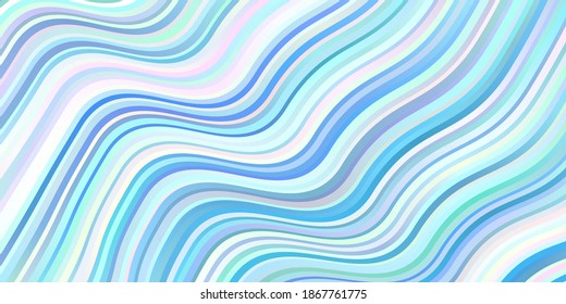 Light BLUE vector background with curved lines. Colorful illustration with curved lines. Pattern for commercials, ads.