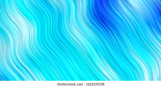 Light BLUE vector background with curves. Abstract illustration with gradient bows. Pattern for booklets, leaflets.
