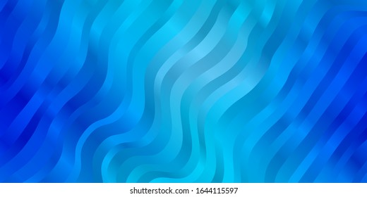 Light BLUE vector background with curves. Illustration in halftone style with gradient curves. Template for cellphones.