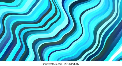 Light BLUE vector background with curves. Abstract illustration with bandy gradient lines. Pattern for booklets, leaflets.