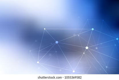 Light BLUE vector background with dots and lines. Glitter abstract illustration with connection of triangle structure. Pattern can be used as texture of wallpapers.