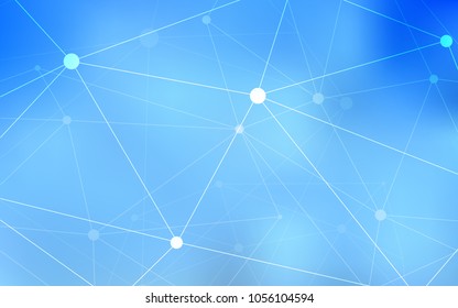 Light BLUE vector background with dots and lines. Colorful illustration with circles and lines in futuristic style. Pattern can be used for beautiful websites.