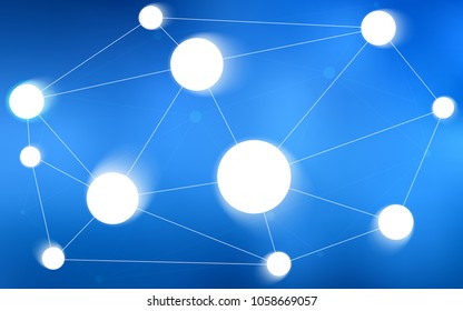 Light BLUE vector background with dots and lines. Abstract illustration with colorful discs and triangles. Completely new template for your brand book.