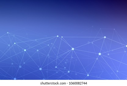 Light BLUE vector background with dots and lines. Decorative design in abstract style with triangle structure. Pattern can be used as texture of wallpapers.