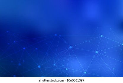 Light BLUE vector background with dots and lines. Design with connection of dots and lines on colorful background. Pattern can be used as texture of wallpapers.