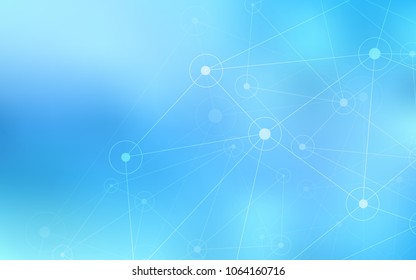 Light BLUE vector background with dots and lines. Design with connection of dots and lines on colorful background. Pattern can be used for beautiful websites.