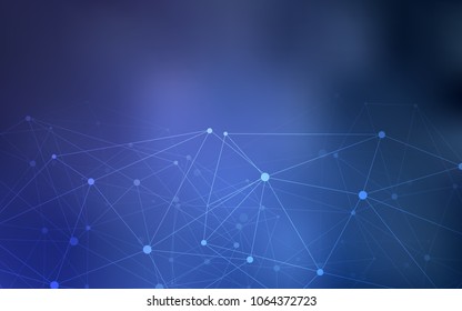 Light BLUE vector background with dots and lines. Glitter abstract illustration with connection of triangle structure. Pattern can be used for beautiful websites.