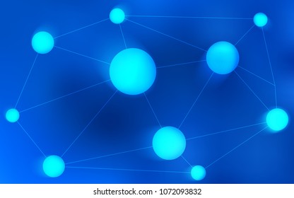 Light BLUE vector background with dots and lines. Modern abstract colorful illustration with spheres and lines. Pattern can be used as texture of wallpapers.