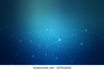 Light BLUE vector background with dots and lines. Decorative design in abstract style with triangle structure. Pattern can be used for futuristic ad, booklets.