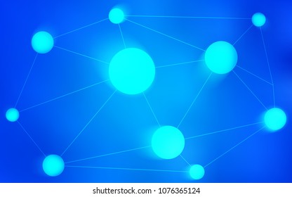 Light BLUE vector background with dots and lines. Decorative design in abstract style with triangle structure. Completely new template for your brand book.