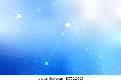 Light BLUE vector background with dots and lines. Abstract illustration with colorful discs and triangles. Completely new template for your brand book.