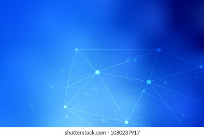 Light BLUE vector background with dots and lines. Glitter abstract illustration with connection of triangle structure. Pattern can be used as texture of wallpapers.