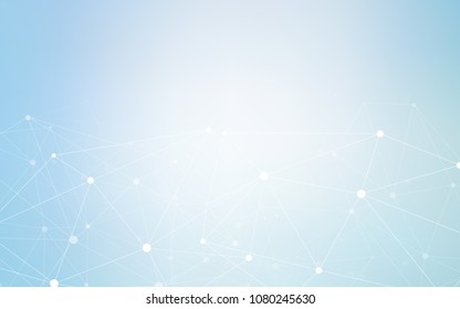 Light BLUE vector background with dots and lines. Decorative design in abstract style with triangle structure. Pattern can be used for futuristic ad, booklets.