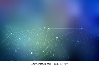 Light BLUE vector background with dots and lines. Decorative design in abstract style with triangle structure. Pattern can be used as texture of wallpapers.