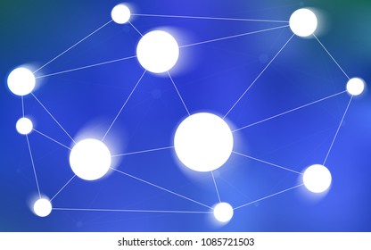 Light BLUE vector background with dots and lines. Glitter abstract illustration with connection of triangle structure. Pattern can be used for beautiful websites.