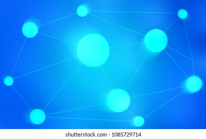 Light BLUE vector background with dots and lines. Modern abstract colorful illustration with spheres and lines. Pattern can be used for ads, leaflets.