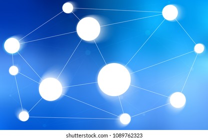 Light BLUE vector background with dots and lines. Illustration with set of colorful abstract circles and lines. Pattern can be used for ads, leaflets.