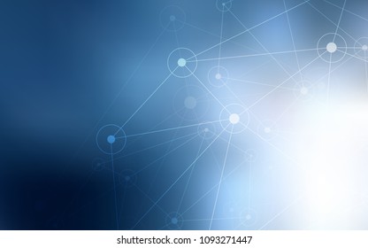 Light BLUE vector background with dots and lines. Decorative design in abstract style with triangle structure. Pattern can be used for futuristic ad, booklets.