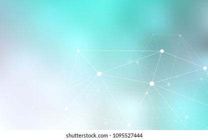 Light BLUE vector background with dots and lines. Abstract illustration with colorful discs and triangles. Pattern can be used for ads, leaflets.