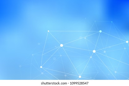 Light BLUE vector background with dots and lines. Illustration with set of colorful abstract circles and lines. Pattern can be used for ads, leaflets.