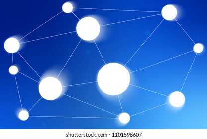 Light BLUE vector background with dots and lines. Abstract illustration with colorful discs and triangles. Pattern can be used for ads, leaflets.