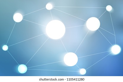 Light BLUE vector background with dots and lines. Illustration with set of colorful abstract circles and lines. Beautiful design for your business advert.