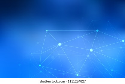Light BLUE vector background with dots and lines. Abstract illustration with colorful discs and triangles. Pattern can be used for ads, leaflets.