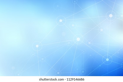 Light BLUE vector background with dots and lines. Design with connection of dots and lines on colorful background. Pattern can be used for beautiful websites.