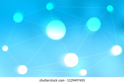 Light BLUE vector background with dots and lines. Design with connection of dots and lines on colorful background. Pattern can be used as texture of wallpapers.