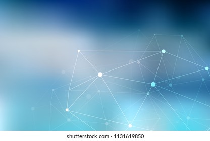 Light BLUE vector background with dots and lines. Colorful illustration with circles and lines in futuristic style. Beautiful design for your business advert.