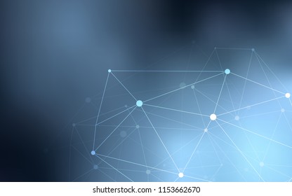 Light BLUE vector background with dots and lines. Colorful illustration with circles and lines in futuristic style. Pattern can be used as texture of wallpapers.