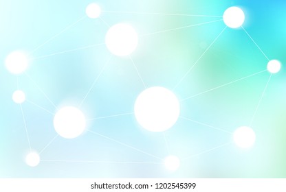 Light BLUE vector background with dots and lines. Colorful illustration with circles and lines in futuristic style. Completely new template for your brand book.